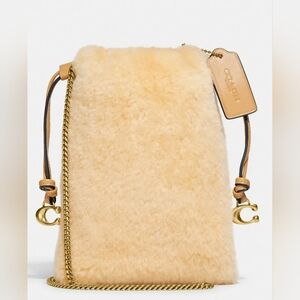 Coach Drawstring Shearling Pouch Crossbody